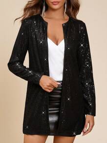 Amorya 女士亮片装饰优雅休闲长袖开衫