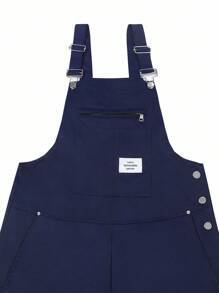 Manfinity EMRG 男士休闲时尚百搭背带裤，带贴布设计，超大码，夏季海军蓝，秋季