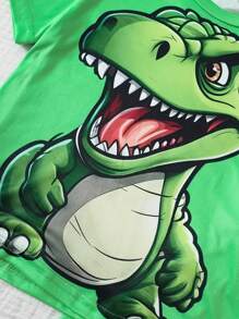 Toddler Boys' Vacation Casual Comfortable Dinosaur Print Round Neck Short Sleeve T-Shirt And Printed Shorts Set Animal Print Dress Halloween Costumes School Clothes School Clothes Back To School Clothes Puppy Keep Puppy Graphic Tees - Multicolor - View 4