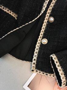 Franclia 大码女式黑色夹克，带有优雅的荷叶边，适合度假、约会和派对