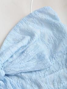Sweetra 女式夏季纯色前系带露背短款上衣 Y2K - 藍色 - 查看 3