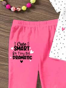 2pcs/Set Young Girl Casual Cartoon Pattern Round Neck Short Sleeve Top And Flare Pants Outfit, Suitable For Summer - Multicolor - View 4