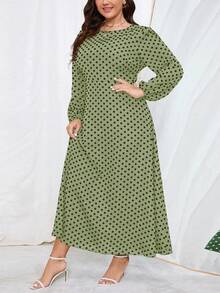 SHEIN Clasi Vestido Plus Size Elegante Estampado de Bolinhas