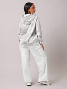 Radiana 舒适休闲简约樱桃图案圆领宽松卫衣，百搭秋冬 - 淺灰色 - 查看 2