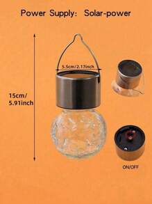 1 pieza Farol colgante solar de vidrio craquelado, iluminación decorativa resistente al agua para jardín, parque, patio trasero, propuesta, campamento, ambiente de fiesta