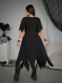 Whyspr Damen Große Größen Kleid mit Trägerdekor, Cut Out - Schwarz - Übersicht 3