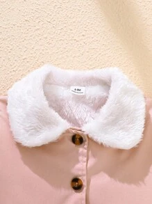 SHEIN Áo khoác dày nơ thời trang đa năng cho bé gái, thích hợp mặc hàng ngày vào mùa thu đông - Hồng - Xem 7
