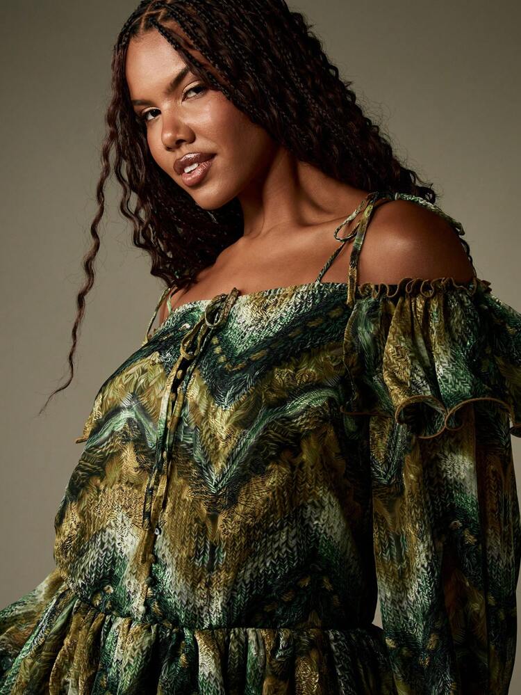 MISSGUIDED Off Shoulder Tie Strap Ruffled Mini Dress With Tiered Skirt Puff Sleeves Victorian Style Flounce Special Occasion Party Evening Garden Wedding Guest Summer Spring