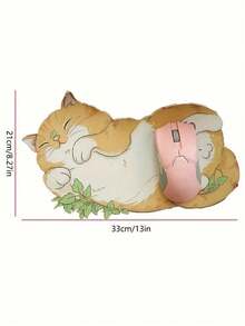 SHEIN 1 Stück Tischunterlage Schlafende Katze Maus Pad, Gaming Cartoon Mauspad, Katze Tastatur Maus Matte, Büro Mauspad, geeignet für Computer und Laptops, rutschfeste Tischunterlage, tolles Geschenk für den Feiertag, orange Katze
