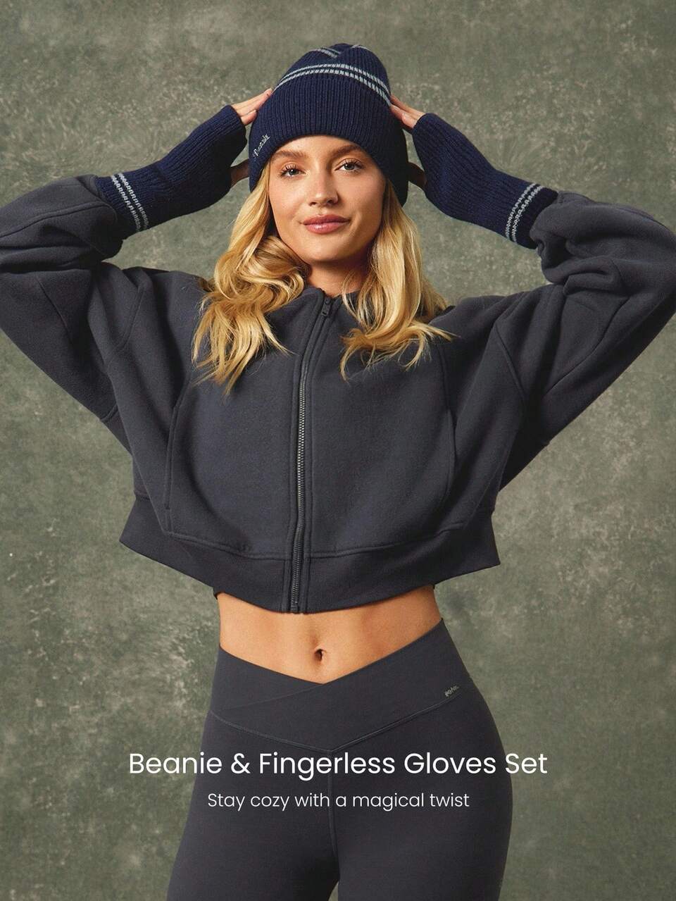 GLOWMODE X Harry Potter Hogwarts House Soft Wool Logo Embroidery Beanie & Fingerless Gloves Set Daily Casual Wear