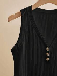 Airaco Áo ba lỗ trơn màu giản dị, đa năng cho mùa hè - màu đen - Xem 7