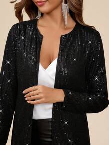 Amorya 女士亮片装饰优雅休闲长袖开衫