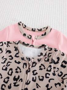 Cozy Pixies Set da 2 pezzi di tutina e pantaloni in maglia con stampa leopardata, manica lunga e collo rotondo, per neonata