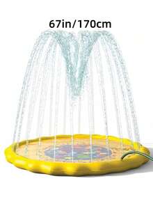 Large Splash Pad For Dogs Pets Outdoor Water Play Mat Heavy Duty PVC Sprinkler Fun Non Slip Cooling Letters Pool Summer Heat Relief Easy Drain Foldable Design