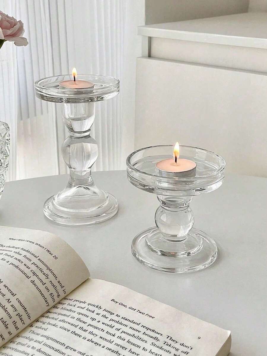 1PC/6Pcs Chân nến thủy tinh hình cột La Mã kiểu Pháp cổ điển, trang trí phòng ngủ, đồ trang trí nhà cửa sáng tạo, quà tặng Halloween, ma quái, mùa thu, lễ hội, ngày lễ, mùa đông. - Trong sáng - Xem 1