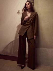 MOTF PREMIUM SACOU ASIMETRIC ELEGANT CU BRODAT PENTRU DAMĂ - cafea maro - Vizualizare 6