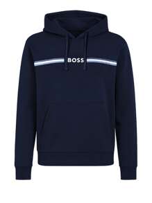 Hugo Boss Men's Raglan Sleeve Long Sleeve Drawstring Hooded Casual T-Shirt - 403 Dark Blue - View 4