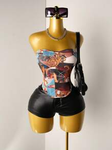 Mistrie Fashionable Printed Tie Back Camisole For Women SummerHoliday - Multicolor - View 6