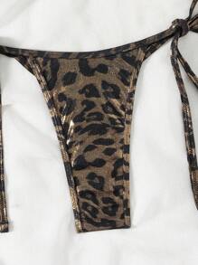 Swim SXY 2pcs Leopard Print Halter Strappy Backless Sexy Bikini Set For Women, Autumn For Summer Beach Vacation - Multicolor - View 7