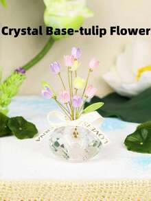 1 件水晶底座郁金香雕塑手工家居书桌装饰禅意办公室装饰品减压装饰品女士礼物正念装饰