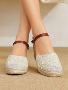 Giày lười dệt đế xuồng và đế xuồng cho nữ, phong cách Bohemian, đế dày, thích hợp cho Halloween, Giáng sinh, tiệc tùng - Màu be - Xem 2