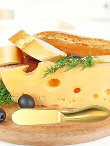 奶酪刮刀套装，不锈钢炭刀黄油刀刮刀，适用于涂抹冷黄油、奶酪和果酱。 - 金色 - 查看 9