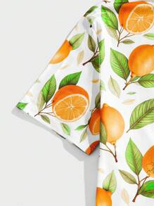 Manfinity VCAY Men's Casual Knit Lemon Print Fitted Raglan Short Sleeve T-Shirt