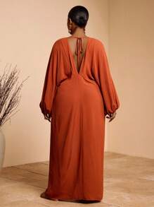 Veslaya Lễ hội âm nhạc mùa hè 2025 mới đến, Lễ Phục sinh, Ngày Thánh Patrick, Phong cách phương Tây, Du mục, Tiệc sinh nhật, Tốt nghiệp, Thường ngày, Kỳ nghỉ, Du lịch du thuyền, Thời trang đường phố, Tối giản, Váy dài maxi màu nâu gỉ có họa tiết vải lanh hở lưng xếp nếp phía trước dành cho nữ - Z - Rỉ Nâu - Xem 3