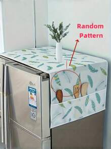 SHEIN 1pc Multifunctional Refrigerator Dust Cover With Pocket, 23.62in * 70.86in/21.65in * 51.18in, Suitable For Double Door And Single Door Refrigerators, Oil/Water Resistant, Modern Decorative Fabric Storage, Suitable For Home And Kitchen, Various Patterns, PET Material, Top Protector For Appliances | Decorative Storage | (Pattern Comes With The Machine) Refrigerator Cover Cloth Dust Cover Refrigerator Storage Bag Waterproof And Dustproof Household Single And Double Door Refrigerator Cover - Multicolor - View 5