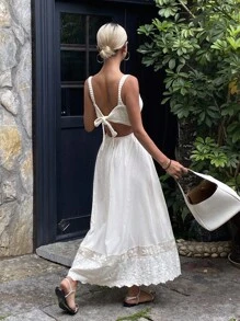 DAZY Robe de vacances décontractée pour femmes, avec taille cintrée, ourlet en jacquard patchwork, pour l'automne