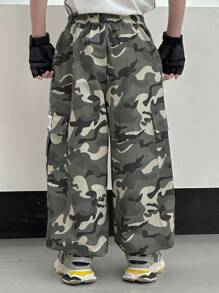 Dazy Kids Abbigliamento autunnale per bambini, pantaloni cargo mimetici oversize per ragazzi, autunno