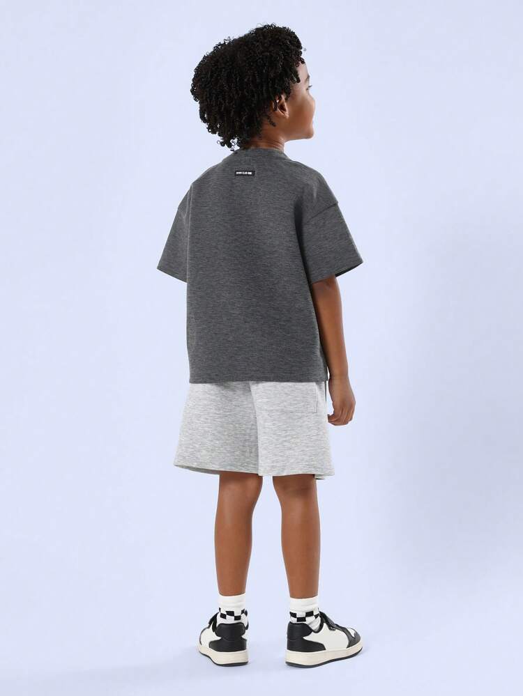 85 Print T-Shirt With Matching Drawstring Shorts