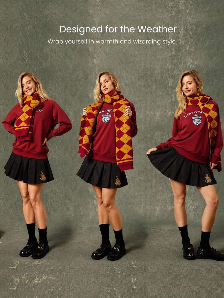 Bufanda suave de lana con logotipo bordado de la casa de Hogwarts de Harry Potter para uso diario y casual