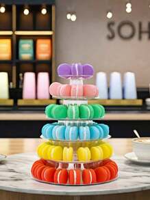 SHEIN 4/6/10 Layer Macaron Tower Cake Display Stand Cupcake Stand Dessert Display Stand For Christening Shower Wedding Christmas Various Holiday Parties - transparent - View 3