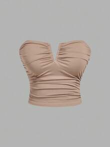 SHEIN MOD Plus Size 3pcs/Set Women's White Deep V Neck Ruched Camisole Top,Autumn Clothes,Fall Clothes,Elegant,Chic,3pcs/Set Women's White Deep V Neck Ruched Camisole Top,Rave,Graduation ,Romantic ,Summer ,Festival,Country Outfits,Beach Vacation Wear,Tea Party ,Modest ,Prom Top,Tube Top With Bra