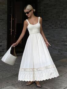 DAZY Robe de vacances décontractée pour femmes, avec taille cintrée, ourlet en jacquard patchwork, pour l'automne