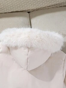 Tween Boy Solid Color Long Sleeve Zip Front Faux Fur Hooded Winter Jacket - Multicolor - View 7