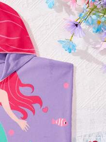 SHEIN Leap Crew Baby Girl Mermaid Hooded One-Piece Swimsuit, Minimalist & Fashionable For Summer - Multicolor - View 4