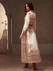 MOTF PREMIUM Váy họa tiết hoa có thắt lưng - Nhiều màu - Xem 5