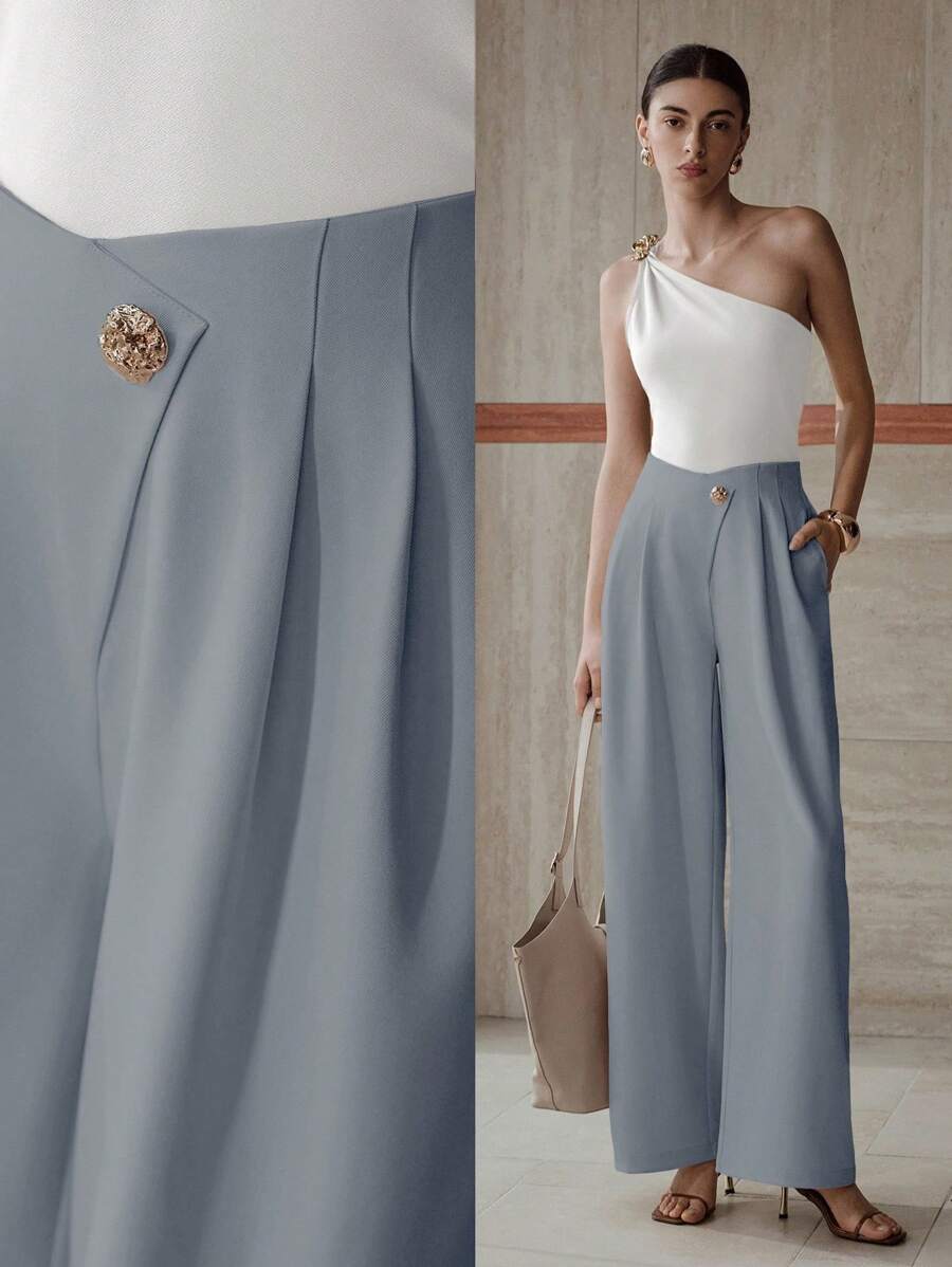 MOTF PREMIUM Gefaltete plissierte Schrägkaschen Hose