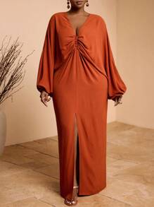 Veslaya Lễ hội âm nhạc mùa hè 2025 mới đến, Lễ Phục sinh, Ngày Thánh Patrick, Phong cách phương Tây, Du mục, Tiệc sinh nhật, Tốt nghiệp, Thường ngày, Kỳ nghỉ, Du lịch du thuyền, Thời trang đường phố, Tối giản, Váy dài maxi màu nâu gỉ có họa tiết vải lanh hở lưng xếp nếp phía trước dành cho nữ - Z - Rỉ Nâu - Xem 4