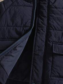 1 件年轻男孩冬季新款 2025 海军蓝插肩袖连帽前拉链口袋开衫夹克，时尚酷炫冬季外套 - 寶藍色 - 查看 9