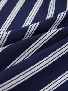 SHEIN CURVE+ Elegancka bluzka do pracy w dużym rozmiarze z kokardą i paskiem - Granatowy - Zobacz 5