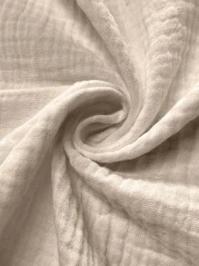 SHEIN LUNE Chất rắn Thả vai Nút phía trước Áo sơ mi - Màu be - Xem 9