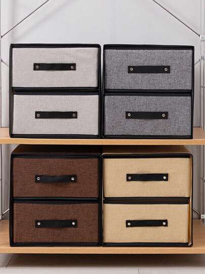 SHEIN 1 件 2 层 2 抽屉式织物收纳盒，可水洗亚麻抽屉式文胸和内衣收纳盒（4 种颜色可选）卧室、收纳盒、收纳盒、家居收纳、女式白色 T 恤、女式黑色裤子、女士冬装、连衣裙、女士冬装、优雅女装、女士白衬衫、长袖、女士白色连体裤、女士春装、女士春装、春季、春装、极简主义、夏季上衣