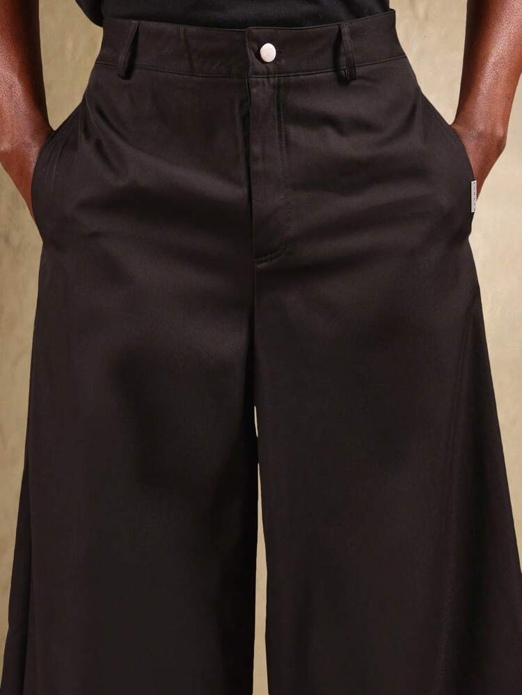 Ultra Wide Leg Trousers With Side Pockets