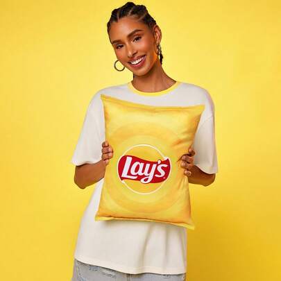 Lay's X SHEIN 1 chiếc gối nhồi bông hình khoai tây chiên, thú vị và dễ thương, mềm mại và thoải mái, thích hợp để trang trí trong xe hơi, phòng, ghế sofa và ngủ trưa, món quà tuyệt vời