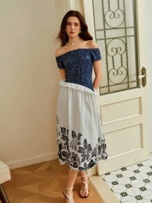 SHEIN Clasi Halloween Holiday Back To School Off Shoulder Dress Knit Slim A Line Dress Peplum Summer Fall Outfits