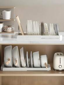 可调节锅碗瓢盆收纳架，不锈钢，可伸缩厨房收纳解决方案，适用于家庭、咖啡厅、餐厅和酒吧，餐厅收纳架|光滑的金属饰面|不锈钢架，食品储藏室收纳架和储物架 - 彩色 - 查看 3