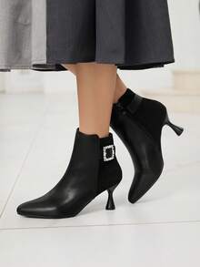 Sleekvia Bottes cheville noires de base pour femmes pour le trajet domicile-travail